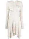 Isabel Marant Devane Asymmetric Gathered Knitted Midi Dress In Neutrals