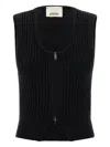 Isabel Marant Sleeveless Ribbed Texture Vest Named Devima In Black