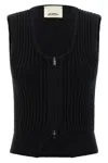 Isabel Marant Sleeveless Ribbed Texture Vest Named Devima In Black