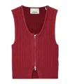 Isabel Marant Devima Ribbed Zip-front Top In Red