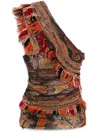 Isabel Marant Devona One-shoulder Fringed Wrap-effect Paisley-print Mesh Tank In Orange