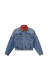 Isabel Marant Devyn Denim Jacket With Leather Collar In Multi