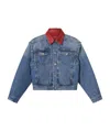 Isabel Marant Devyn Denim Jacket With Leather Collar In Multi