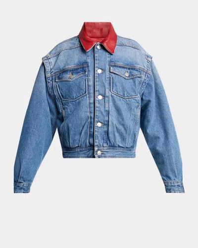 ISABEL MARANT DEVYN REVERSIBLE LEATHER & DENIM JACKET