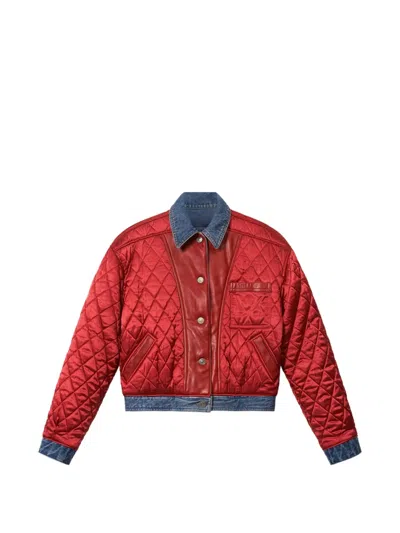 Isabel Marant Devyna Quilted Satin Jacket In Red