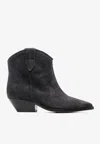 Isabel Marant Dewina Distressed Suede Ankle Boots In Black
