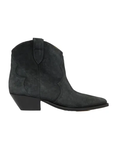 Isabel Marant Brown Suede Dewina Ankle Boots In Black