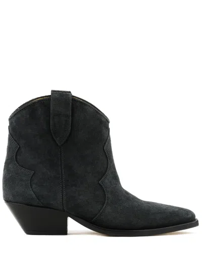Isabel Marant Gray Dewina Ankle Boots In Black