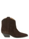 Isabel Marant Dewina Suede Cowboy Ankle Boots In Burgundy