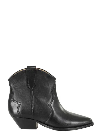 Isabel Marant Dewina Western Ankle Boots Pointed Toe In Black