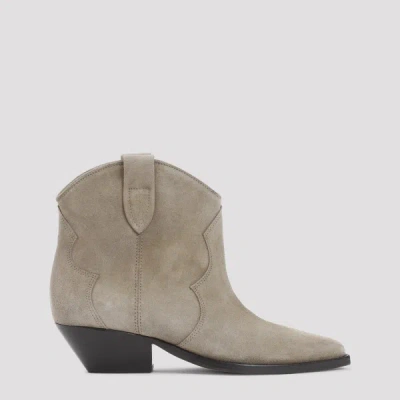 Isabel Marant Taupe Beige Calf Velvet Leather Dewina Boots In Ta Taupe