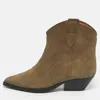 Isabel Marant Dewina Suede Calfskin Western Ankle Boots In Brown