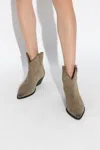 Isabel Marant Taupe Brown Calf Leather Texano Style Boots In Beige