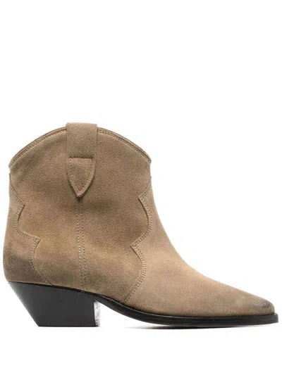 Isabel Marant Brown Dewina Leather Boots In Grey