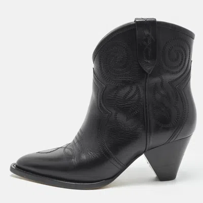 Pre-owned Isabel Marant Dewina Size 37 Black Leather Ankle Length Boots