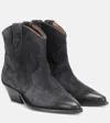 Isabel Marant Dewina Distressed Suede Ankle Boots In Black