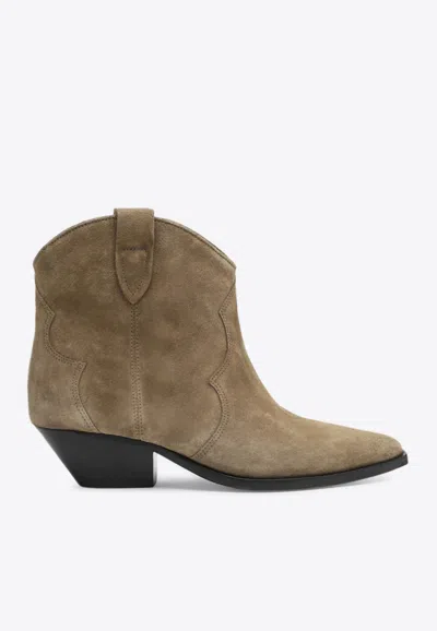 Isabel Marant Dewina Suede Cowboy Ankle Boots In Sand