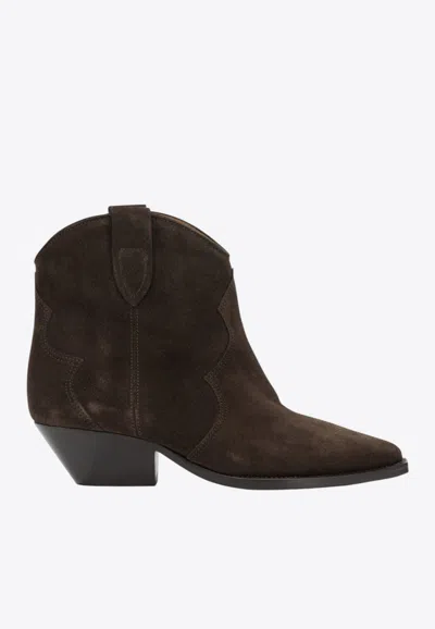 Isabel Marant Dewina Suede Cowboy Boots In Brown