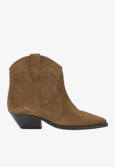 Isabel Marant Dewina Suede Cowboy Boots In Brown