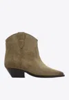 Isabel Marant Dewina Suede Calfskin Western Ankle Boots In Brown