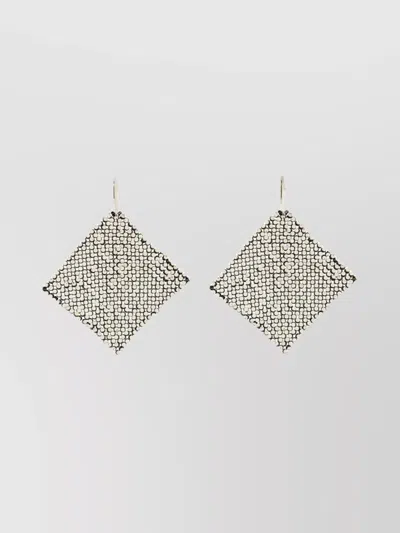 ISABEL MARANT DIAMOND SHAPED METALLIC TEXTURED DANGLING EARRINGS