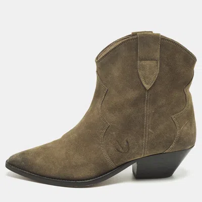 Pre-owned Isabel Marant Dicker Size 40 Green Suede Ankle Length Boots