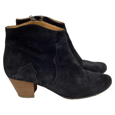 Isabel Marant Dicker Western Boots In Black Suede