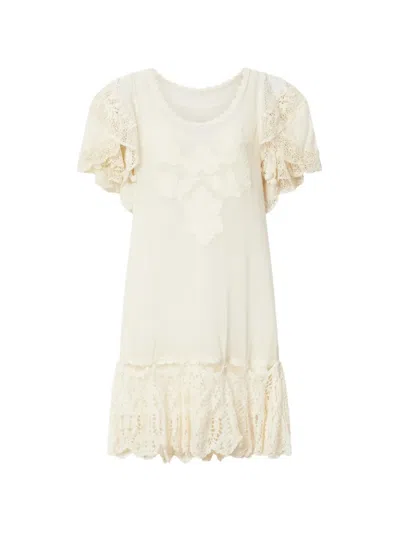 Isabel Marant Diena Crocheted Cotton Midi Dress In Neutral