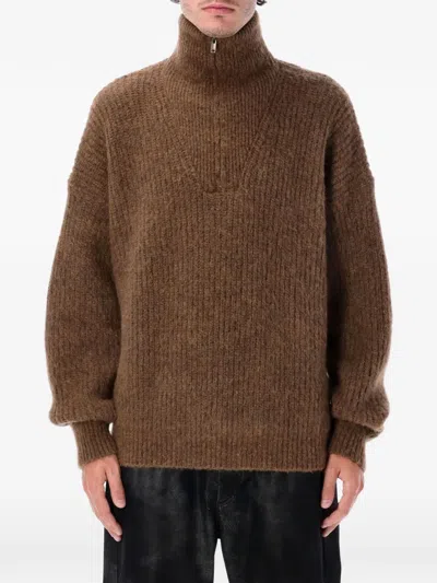 Isabel Marant Dinan Zip-up Sweater In Brown