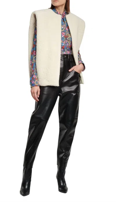 Isabel Marant Dipadelac High Rise Slim Leather Pant In Black
