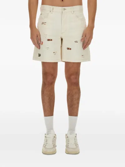 Isabel Marant Distressed Bermuda Shorts In White