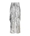 Isabel Marant Divina Metallic Coated Cotton-blend Barrel-leg Pants In Gray