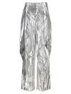 Isabel Marant Divina Metallic Coated Cotton-blend Barrel-leg Pants In Silver