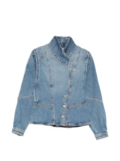 Isabel Marant Dolie Puffed-sleeve Jacket In Blue