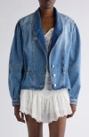 Isabel Marant Dolie Puffed-sleeve Jacket In Blue