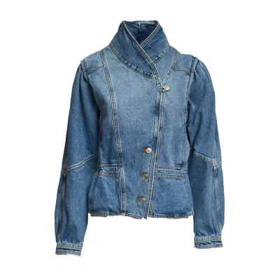 Isabel Marant Dolie Double-breasted Crop Denim Jacket In Blue