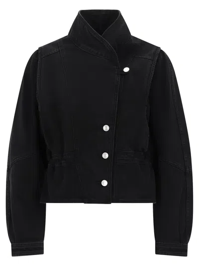Isabel Marant Dolie Gz Jacket High Collar Waist In Black