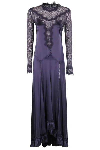 Isabel Marant Dolores Lacy Satin Dress In Black