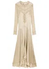 Isabel Marant Dolores Lace-embellished Stretch-satin Gown In Neutral