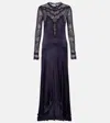 Isabel Marant Dolores Silk-blend Satin And Corded Lace Maxi Dress In Blue