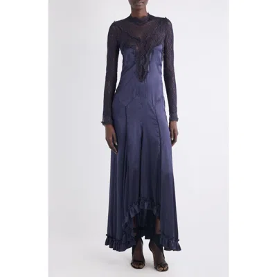 ISABEL MARANT ISABEL MARANT DOLORES LONG SLEEVE LACE & SILK SATIN DRESS