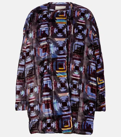 Isabel Marant Doriane Printed Puffer Coat In Purple