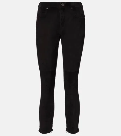 Isabel Marant Dorothea Suede Slim Pants In Black