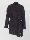 Isabel Marant Dots Print Wrap Dress Belted Waist In Black