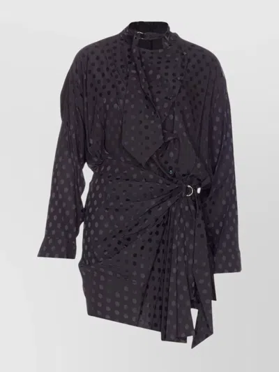 ISABEL MARANT DOTS PRINT WRAP DRESS BELTED WAIST