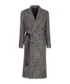 Isabel Marant Ebyane Chevron Wool-blend Tweed Coat In Gray