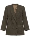 Isabel Marant Double-breasted Brown Blazer With Tailored Fit In Green