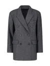Isabel Marant Double-breasted Jacket With Notched Lapels In Gray