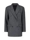 Isabel Marant Double-breasted Jacket With Notched Lapels In Gray