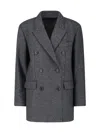 Isabel Marant Double-breasted Jacket With Notched Lapels In Gray